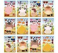6/12 pezzi Adesivi di animali da fattoria, inclusi mini maiali, pecore, mucche, cavalli, adesivi a cartoni animati per fai da te, decorazioni per il viso, sacchetti per feste, riempitivi di modelli 12
