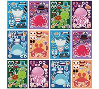 6/12 pezzi Adesivi per bambini a tema animali, adesivi di squali, polpi, granchi, tartarughe dell'oceano, decorazioni per feste, sacchetti regalo, giocattoli di riempimento, lavoretti scolastici, rega