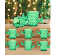 6 / 12 pezzi Bicchierini da shot in plastica verde a forma di cactus, 2 once, bicchieri in acrilico verde carini a forma di cactus anti goccia per feste del 5 maggio 6 pezzi di rosa rossa,6 pezzi verd