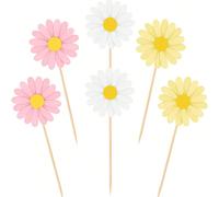 6/12 pezzi decorazioni per cupcake a forma di margherita, decorazioni per torta con fiori rosa, stuzzicadenti decorativi per cupcake a forma di crisantemo, fiori di margherita primaverili, per il rito