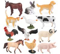 6/12 pezzi Giocattoli modello di animali da fattoria, giocattoli educativi per bambini, inclusi pollo, anatra, oca, pecora, cavallo, mucca, gatto e cane, regalo di Ognissanti e Natale per compleanni 6