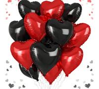 6/12 pezzi Palloncini a forma di cuore rossi e neri, palloncini a forma di cuore, palloncini in alluminio rossi e neri da 45,72 cm, elio, fidanzamento, compleanno, sposa, festa di nascità, matrimonio,
