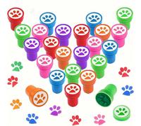 6/12 pezzi Timbri con stampa di zampa di cane vivace - Mini timbri auto-inchiostranti, con impugnatura facile, in colori assortiti, perfetti per arti, fai-da-te, lavoretti e bomboniere per feste di co