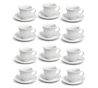 [6, 12 Pz] Set Tazzine Da Caffè Con Piattini in Ceramica Bianca da 80 Ml - 670F