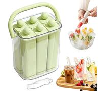 6/12 Sticks Silicone Ice Stick Tray with Storage Caddy, Portable Carrying Case Reusable Popsicle Molds, Easy-Release Long Narrow Stick Ice Cube Mold for Sports Bottles, Tumblers, Juice (Green,6pcs)