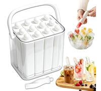6/12 Sticks Silicone Ice Stick Tray with Storage Caddy, Portable Carrying Case Reusable Popsicle Molds, Easy-Release Long Narrow Stick Ice Cube Mold for Sports Bottles, Tumblers, Juice (White,12pcs)