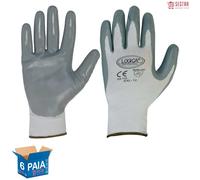 .. 6 .. 120 Paia Guanti Da Lavoro Logica GS110/S-6 in Nitrile Spalmato e Poli...