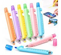 6/12PC 5-in-1 Multifunction Ruler Stylus Pen 0.5mm Touchscreen Holder，2 SET | Universal Touch Screen Pens,Writing & Marker Tool with Highlighter Ballpoint Tip,Touch Screen Stylus for School Office