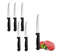 [6, 12Pz] Coltelli da Carne Seghettato a Punta in Acciaio Inox da 21 Cm - 997
