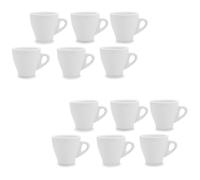 [6, 12Pz] Set Tazzine da Caffe in Ceramica Bianca Servizio da Caffè da 80Ml -208
