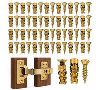 6×14mm Short Expansion Screw Set, Door Hinge Thread Repair Screws，Golden：30 | Short Expansion Wall Anchors for Cabinet Hinge Repair & Stripped Thread Restoration, Suitable for Tile Stone Wood and More