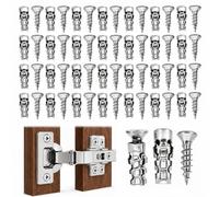 6×14mm Short Expansion Screw Set, Door Hinge Thread Repair Screws，Silver：30 | Short Expansion Wall Anchors for Cabinet Hinge Repair & Stripped Thread Restoration, Suitable for Tile Stone Wood and More
