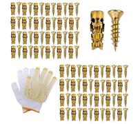 6×14mm Short Expansion Screw Set for Cabinet Hinge Repair & Stripped Thread Restoration, Hinge Repair Screw & Expansion Anchor for Wood, Tile, Stone (50sets)