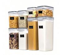 6/15/24 pezzi Contenitori ermetici per alimenti con COPERCHI ed etichette, contenitori in plastica per la conservazione in cucina, barattoli per carichi asciutti per farina, zucchero e cereali, pasta,