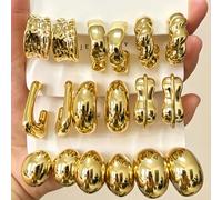 6-18 pezzi Gioielli di moda in oro CCB, orecchini a perno eleganti con elementi e forme multiple, adatti per le donne Tagli UnicaPerline rivestite di rame