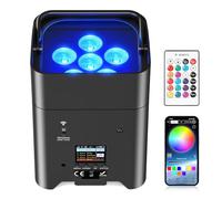 6 * 18W Luce Par a Batteria LED, Ricaricabile Luci per Feste in Discoteca RGBWA+UV 9600 mAh, Faretto per Effetti Scenici con Telecomando/APP/DMX Adatto per Club di Compleanno di Feste Sul Palco