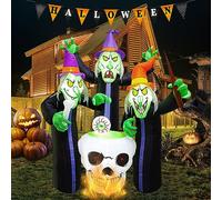 6,2 Piedi Gonfiabili di Halloween, Kalolary Fai Gonfiare Tre Streghe Intorno al Calderone Grandi Decorazioni per Interni all'aperto Halloween Gonfiabili Prato Feste Casa Famiglia Forniture Feste