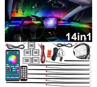6-22in1 FIBRA OTTICA AUTO CAR AMBIENT LIGHT LUCI LED COMANDO APP INTERNI RGB 12V