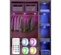 6/3/1 pezzo Luci LED colorate per armadi con telecomando - Alimentate a batteria, luci per dipinti, luci decorative, luci LED magnetiche per dipinti con regolazione della luminosità e timer tramite te