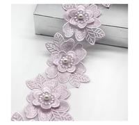 6.5 * 8cm 30pcs Pearl Flower For Dress Ribbon Lace Trim Knitting Wedding Embroidered DIY Patchwork Sewing Supplies Craft(Light purple)