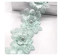 6.5 * 8cm 30pcs Pearl Flower For Dress Ribbon Lace Trim Knitting Wedding Embroidered DIY Patchwork Sewing Supplies Craft(Green)
