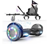 6,5" Hoverboards con Kart, Hover board con Sedile, Skateboard con Sedile per Bambini e Adulti, Batteria 4Ah, Hoverboard con Bluetooth e Luci LED, Max 15 km/h, 7KG Overboard con 5,6KG Seduta
