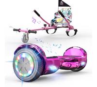 6,5" Hoverboards con Kart, Hover board con Sedile, Skateboard con Sedile per Bambini e Adulti, Batteria 4Ah, Hoverboard con Bluetooth e Luci LED, Max 15 km/h, 7KG Overboard con 5,6KG Seduta