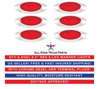 6.5 " Ovale Lato Evidenziatore Luce 6 LED Rosso Cromo Lunetta Freighliner