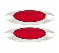 6.5 " Ovale Lato Evidenziatore Luce 6 LED Rosso Cromo Lunetta Freightliner