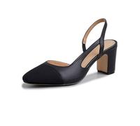 6.5CM Chiuso Tacchi Alti Donna Punta Slingback Tacco Alto Sandali Spessore Tacco Alto Scarpe da Sposa,Nero,43 EU