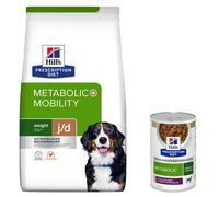 6 / 6,5 kg Hill's Prescription Diet Metabolic, Secco + 3 x 354 g Manzo & Verdure, Umido Cane gratis! - 6 kg Metabolic + Mobility con Pollo, Secco + 3 x 354 g Manzo & Verdure, Umido