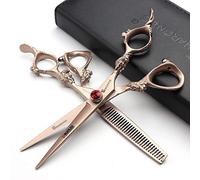 6/7/8/9 pollici Tagliacapelli giapponesi 440C ad alta durezza oro rosa per tagli di capelli professionali e tagli di capelli (6 pollici 2 pezzi-A)