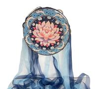 6/7/8 Pollici Tamburello Strumento Musicale Modello Dipinto Tamburelli per Adulti, Percussioni a Mano per Oggetti Di Scena, Accompagnamento Alla Danza(Blu,8 INCH,B)