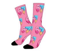 6 7 calzini per bambini, gelato 6 7 meme, novità Six Seven Crew Sock, calzini sportivi e da gioco per bambini dai 4 ai 18 anni, pre-inviati per ragazzi e ragazze, rosa, L