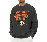 6 7 Felpe Per Gli Uomini Skull Felpa Six Seven Manica Lunga Pullover Top Haunted By 6 7 Novità Halloween Costume Party, Nero , S