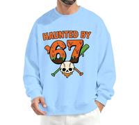6 7 Felpe Per Gli Uomini Skull Felpa Six Seven Manica Lunga Pullover Top Haunted By 6 7 Novità Halloween Costume Party, Azzurro, S