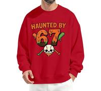 6 7 Felpe Per Gli Uomini Skull Felpa Six Seven Manica Lunga Pullover Top Haunted By 6 7 Novità Halloween Costume Party, Rosso, M