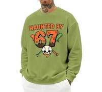 6 7 Felpe Per Gli Uomini Skull Felpa Six Seven Manica Lunga Pullover Top Haunted By 6 7 Novità Halloween Costume Party, Verde, M