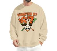 6 7 Felpe Per Gli Uomini Skull Felpa Six Seven Manica Lunga Pullover Top Haunted By 6 7 Novità Halloween Costume Party, cachi, M