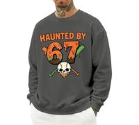 6 7 Felpe Per Gli Uomini Skull Felpa Six Seven Manica Lunga Pullover Top Haunted By 6 7 Novità Halloween Costume Party, Grigio scuro, XL