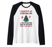 6 7 Identificare Come Un Albero di Natale Divertente Festa Umorismo Design Maglia con Maniche Raglan