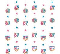 6 7 meme decorazioni di compleanno - 6 pezzi divertenti rosa blu meme ghirlande da appendere con numero stella per ragazzi ragazze sei sette ciambelle a tema festa di compleanno forniture decorative