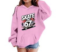 6 7 meme Felpa con cappuccio unisex per bambini, a maniche lunghe, oversize, Harajuku Y2K, con cappuccio, con stampa, casual, 67, per ragazze e ragazzi, 03-rosa, 5-6 Jahre