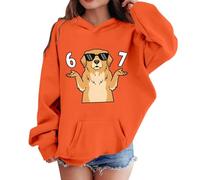 6 7 meme Felpa con cappuccio unisex per bambini, stampa oversize, Harajuku Y2K, felpa con cappuccio, a maniche lunghe, casual, 67, con cappuccio, per ragazze, ragazzi, 01-arancione, 5-6 Jahre