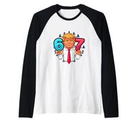 6 7 Trump Cartoon Meme Umorismo Maglia con Maniche Raglan