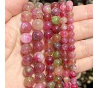 6/8/10 mm Perline di pietra naturale Anguria Tormalina Giada Perline sciolte distanziatrici per creazione di gioielli Bracciale fai da te Accessori fatti a mano-Anguria Tormalina-8mm