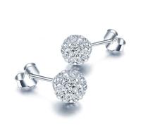 6/8/10mm Bianco Timbro Plata Orecchini di Colore Micro Disco Balls Cristallo Orecchino Sicuro Per La Pelle Delle Donne Gioielli, C1 CZ ball, Agata