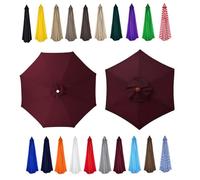 6/8 Ribs Waterproof Patio Umbrella Canopy Replacement Sunshade Fabric Cover for 2-4m Outdoor Umbrellas Gray Parasol Top Cloth for Backyard & Pool Area
