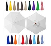 6/8 Ribs Waterproof Patio Umbrella Canopy Replacement Sunshade Fabric Cover for 2-4m Outdoor Umbrellas Gray Parasol Top Cloth for Backyard & Pool Area