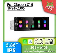 6.86 "Schermo Stereo per Citroen C15 1984-2005 Carplay Android Auto Android Car Multimedia 1 Din Radio Unità principale Navigazione GPS